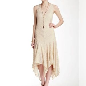 Free People Intimately Lila Slip Sheer Lace Midi Dress Tea OB427095 Sz S